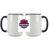 Accent Sublimation Blank Ceramic Mug - White w/Blue Rim and Handle - 11 oz Thumbnail