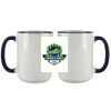 Accent Sublimation Blank Ceramic Mug - White w/Blue Rim and Handle - 11 oz Thumbnail