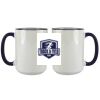 Accent Sublimation Blank Ceramic Mug - White w/Blue Rim and Handle - 11 oz Thumbnail