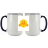 Accent Sublimation Blank Ceramic Mug - White w/Blue Rim and Handle - 11 oz Thumbnail