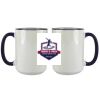 Accent Sublimation Blank Ceramic Mug - White w/Blue Rim and Handle - 11 oz Thumbnail