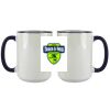 Accent Sublimation Blank Ceramic Mug - White w/Blue Rim and Handle - 11 oz Thumbnail