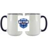 Accent Sublimation Blank Ceramic Mug - White w/Blue Rim and Handle - 11 oz Thumbnail