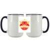 Accent Sublimation Blank Ceramic Mug - White w/Blue Rim and Handle - 11 oz Thumbnail