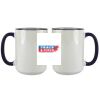 Accent Sublimation Blank Ceramic Mug - White w/Blue Rim and Handle - 11 oz Thumbnail