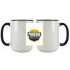 Accent Sublimation Blank Ceramic Mug - White w/Blue Rim and Handle - 11 oz Thumbnail