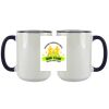Accent Sublimation Blank Ceramic Mug - White w/Blue Rim and Handle - 11 oz Thumbnail