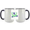 Accent Sublimation Blank Ceramic Mug - White w/Blue Rim and Handle - 11 oz Thumbnail