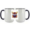 Accent Sublimation Blank Ceramic Mug - White w/Blue Rim and Handle - 11 oz Thumbnail