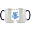 Accent Sublimation Blank Ceramic Mug - White w/Blue Rim and Handle - 11 oz Thumbnail
