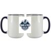 Accent Sublimation Blank Ceramic Mug - White w/Blue Rim and Handle - 11 oz Thumbnail
