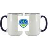 Accent Sublimation Blank Ceramic Mug - White w/Blue Rim and Handle - 11 oz Thumbnail