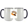 Accent Sublimation Blank Ceramic Mug - White w/Blue Rim and Handle - 11 oz Thumbnail