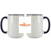 Accent Sublimation Blank Ceramic Mug - White w/Blue Rim and Handle - 11 oz Thumbnail