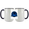 Accent Sublimation Blank Ceramic Mug - White w/Blue Rim and Handle - 11 oz Thumbnail