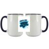 Accent Sublimation Blank Ceramic Mug - White w/Blue Rim and Handle - 11 oz Thumbnail
