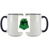 Accent Sublimation Blank Ceramic Mug - White w/Blue Rim and Handle - 11 oz Thumbnail