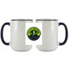 Accent Sublimation Blank Ceramic Mug - White w/Blue Rim and Handle - 11 oz Thumbnail