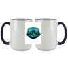 Accent Sublimation Blank Ceramic Mug - White w/Blue Rim and Handle - 11 oz Thumbnail