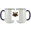Accent Sublimation Blank Ceramic Mug - White w/Blue Rim and Handle - 11 oz Thumbnail