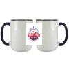 Accent Sublimation Blank Ceramic Mug - White w/Blue Rim and Handle - 11 oz Thumbnail