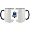 Accent Sublimation Blank Ceramic Mug - White w/Blue Rim and Handle - 11 oz Thumbnail