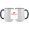 Accent Sublimation Blank Ceramic Mug - White w/Blue Rim and Handle - 11 oz Thumbnail