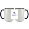 Accent Sublimation Blank Ceramic Mug - White w/Blue Rim and Handle - 11 oz Thumbnail