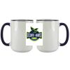 Accent Sublimation Blank Ceramic Mug - White w/Blue Rim and Handle - 11 oz Thumbnail