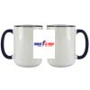 Accent Sublimation Blank Ceramic Mug - White w/Blue Rim and Handle - 11 oz Thumbnail