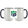 Accent Sublimation Blank Ceramic Mug - White w/Blue Rim and Handle - 11 oz Thumbnail