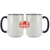 Accent Sublimation Blank Ceramic Mug - White w/Blue Rim and Handle - 11 oz Thumbnail