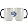 Accent Sublimation Blank Ceramic Mug - White w/Blue Rim and Handle - 11 oz Thumbnail