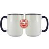 Accent Sublimation Blank Ceramic Mug - White w/Blue Rim and Handle - 11 oz Thumbnail