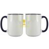 Accent Sublimation Blank Ceramic Mug - White w/Blue Rim and Handle - 11 oz Thumbnail