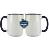 Accent Sublimation Blank Ceramic Mug - White w/Blue Rim and Handle - 11 oz Thumbnail