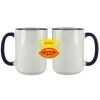 Accent Sublimation Blank Ceramic Mug - White w/Blue Rim and Handle - 11 oz Thumbnail