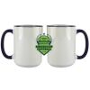 Accent Sublimation Blank Ceramic Mug - White w/Blue Rim and Handle - 11 oz Thumbnail