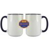 Accent Sublimation Blank Ceramic Mug - White w/Blue Rim and Handle - 11 oz Thumbnail