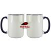 Accent Sublimation Blank Ceramic Mug - White w/Blue Rim and Handle - 11 oz Thumbnail