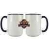 Accent Sublimation Blank Ceramic Mug - White w/Blue Rim and Handle - 11 oz Thumbnail