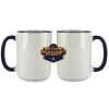 Accent Sublimation Blank Ceramic Mug - White w/Blue Rim and Handle - 11 oz Thumbnail