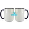 Accent Sublimation Blank Ceramic Mug - White w/Blue Rim and Handle - 11 oz Thumbnail