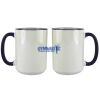 Accent Sublimation Blank Ceramic Mug - White w/Blue Rim and Handle - 11 oz Thumbnail