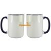 Accent Sublimation Blank Ceramic Mug - White w/Blue Rim and Handle - 11 oz Thumbnail