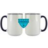 Accent Sublimation Blank Ceramic Mug - White w/Blue Rim and Handle - 11 oz Thumbnail