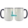 Accent Sublimation Blank Ceramic Mug - White w/Blue Rim and Handle - 11 oz Thumbnail