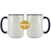 Accent Sublimation Blank Ceramic Mug - White w/Blue Rim and Handle - 11 oz Thumbnail