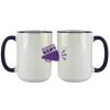 Accent Sublimation Blank Ceramic Mug - White w/Blue Rim and Handle - 11 oz Thumbnail