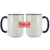 Accent Sublimation Blank Ceramic Mug - White w/Blue Rim and Handle - 11 oz Thumbnail